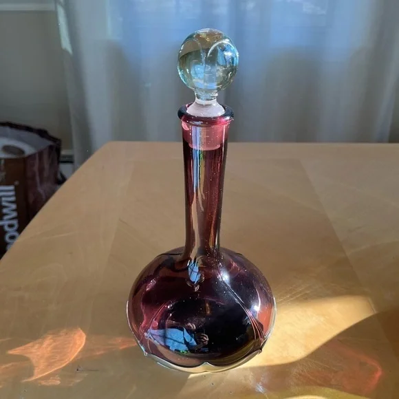 Vintage Farber Bros. Amethyst Decanter and Stopper Farber Crystal (Chrome)